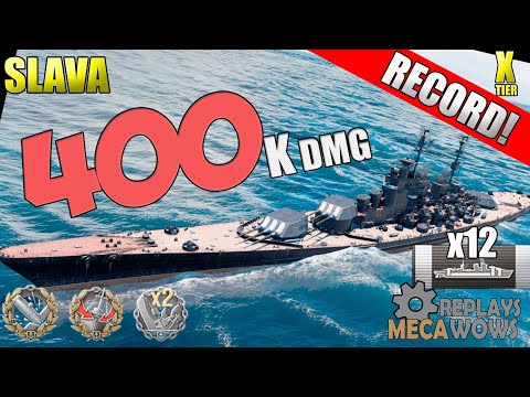 DAMAGE RECORD! Slava 400k Damage | World of Warships Gameplay 4k