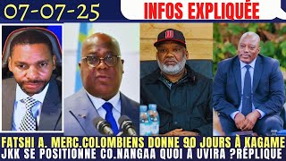 FATSHI AVEC DES MERCEN.COLOMBIENS DONNE 90 JOURS À KAGAME JKK SE POSITIONNE CO.NANGAA QUOI À UVIRA ?