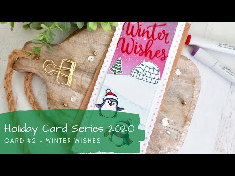 Holiday Card Series 2020 #2 | Copics + Distress Oxide Background | Sunny Studio