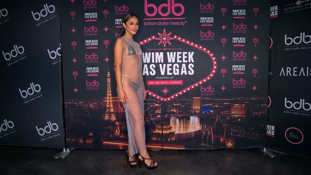 Venezuelan Model Valentina Montiel poses in Idol Jose at ArtHeartsFashion LV Swim Week at Area 15