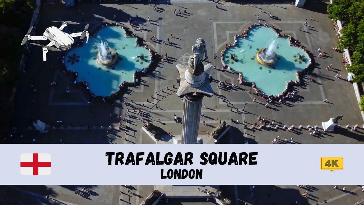Behold the breathtaking aerial panorama of Trafalgar Square.