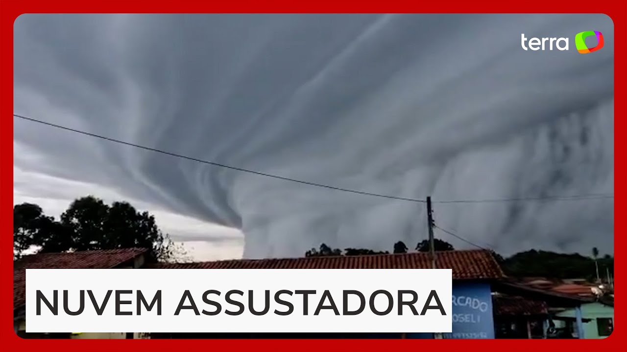 Nuvem gigante toma conta do céu e assusta moradores no interior de SP