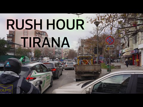 🇦🇱 Tirana Bike Tour in Traffic Jam | 4K Walking Tour Albania