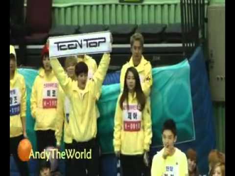 [FANCAM] 120108 Idol Athletics - What H Team does while Niel and Ricky were competing?