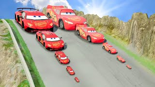 Big &amp; Small Lamborghini Lightning Mcqueen vs Big &amp; Small Mcqueen vs DOWN OF DEATH in BeamNG.Drive