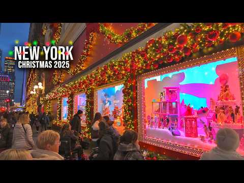 NYC Christmas Walk 2025 ✨ 4K NYC Macys Holiday Windows 2025 Preview & NYC Double Decker Carousel