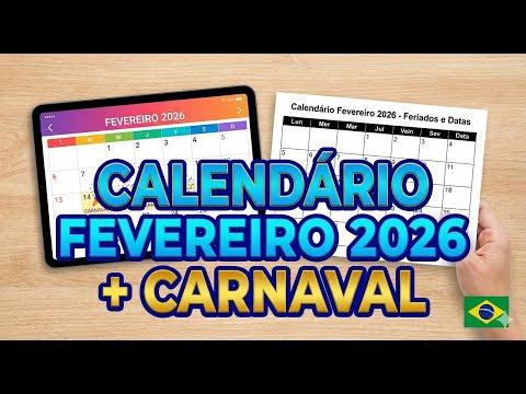 Vídeo: Calendário Fevereiro 2026 Carnaval: datas e folga
