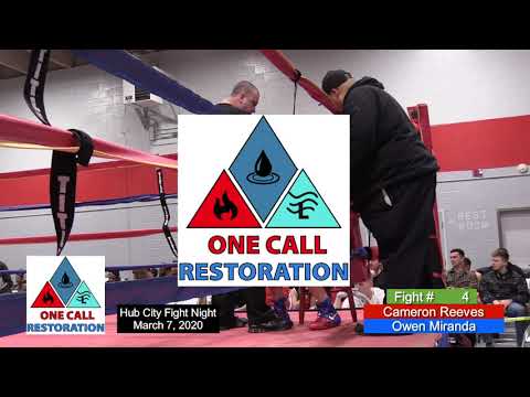 Cameron Reeves vs Owen Miranda - Fight 4 Ring 1 Hub City Fight Night 7MAR 2020 in Jackson, TN.
