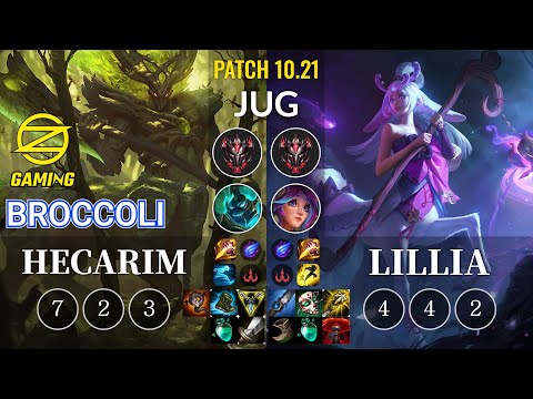 OZ BroCColi Hecarim vs Lillia Jungle - KR Patch 10.21