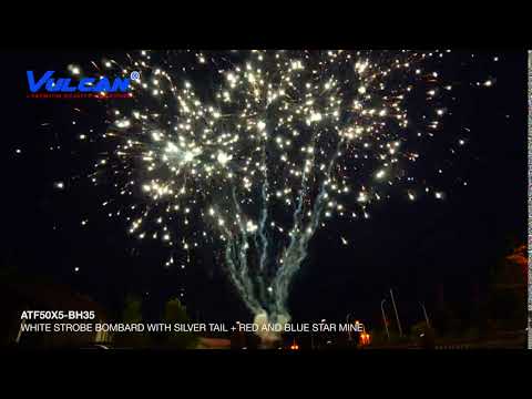 VULCAN ALL TOGETHER FAN MODULAR WHITE STROBE BOMBARD W/SILVER TAIL + RED & BLUE  MINE (ATF50X5-BH35)