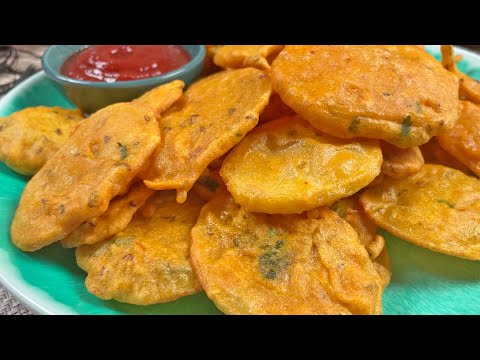 Aloo Pakora Recipe • Homemade Potato Scallops Recipe • Aloo Pakoda Recipe • Easy Potato Recipes
