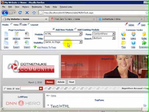 Dotnetnuke DNN Tutorial - How to get started with your DotNetNuke website part 2 of 3 - Video #3