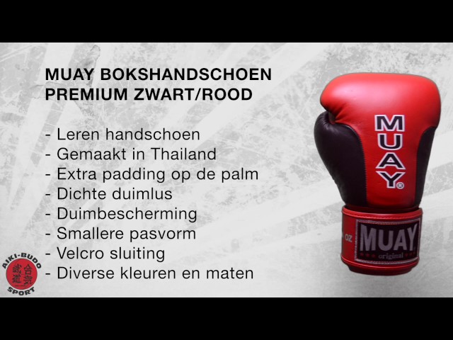 Muay Bokshandschoen Premium Zwart/Rood | Aiki-Budo Sport