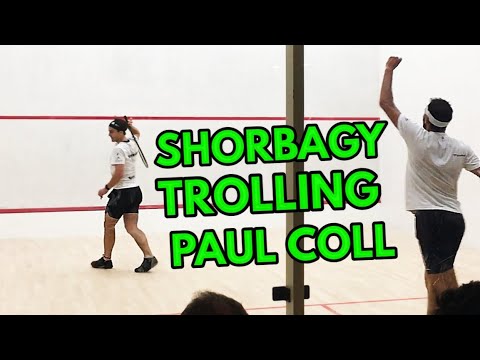 SQUASH. Coll makes an error - hilarious reaction from Shorbagy!