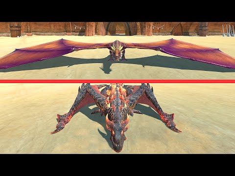 LAVA DRAGON VS ARBS DRAGON ATTHE ARENA - Animal Revolt Battle Simulator