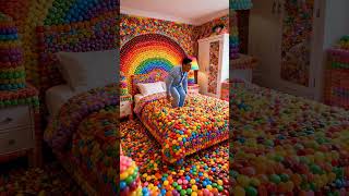 Il saute dans un lit de BONBONS ! 🍬🌈