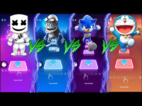 Marshmello vs Crazy frog Axel vs Sonic vs Doraemon   Tiles hop EDM Rush