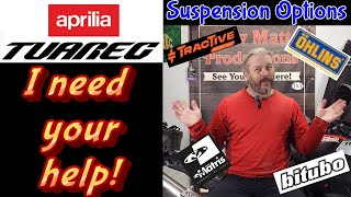Aprilia Tuareg Suspension Upgrade Options. TracTive, Ohlins, Bitubo, Matris, Andreani, Eibach