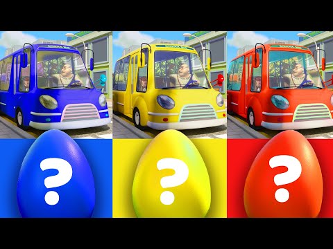 Wheels On The Bus - Learn Colors with SURPRISE EGGS - Kids Songs and Nursery Rhymes