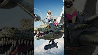 The pug family's paper airplane has been destroyed.😭 #funny #pug #cartoon #bombardinocrocodilo