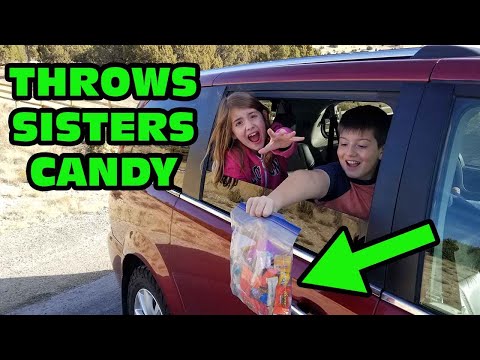 Kid Temper Tantrum Throws Sister's Halloween Candy Out Car Window  [Original]