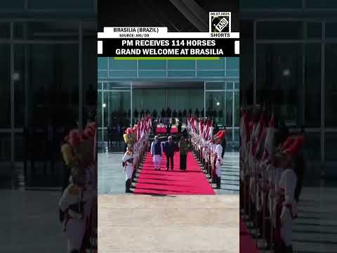 A unique 114 horse welcome to PM at the ceremonial welcome in Brasilia