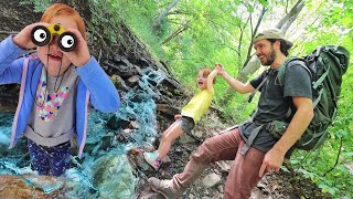 3 MILE HiKE with Adley &amp; Dad!!  Backpack in Mountains morning routine, whats inside my camping bag!