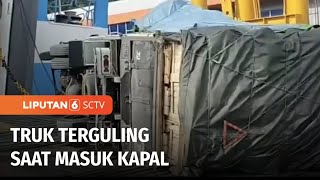 Download lagu Kelebihan Muatan, Truk Terguling Saat Akan Masuk Kapal di Pelabuhan Merak | Liputan 6 mp3