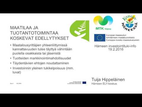 , title : 'Investointituet ja hakeminen, Tuija Hippeläinen Hämeen ELY-keskus'