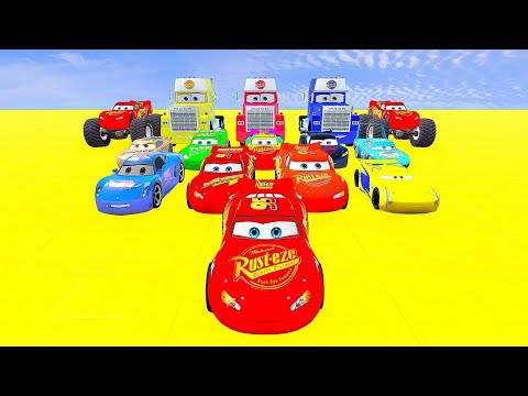 gta v all type of lightning mcqueen cars mega ramp jump testing ep. 6 gta v cars mods