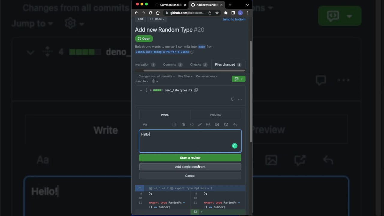 [GitHub UPDATE] Comment entire Files on Pull Requests
