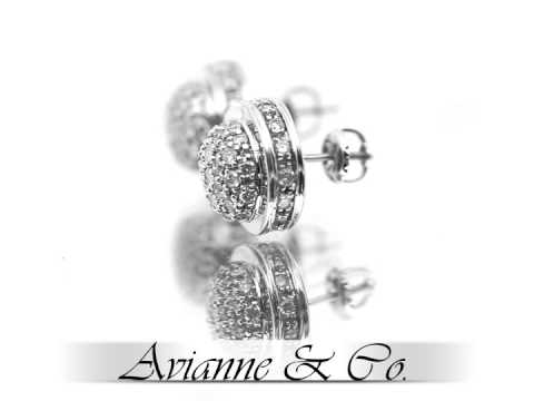 14K White Gold Diamond Solitaire Stud Earrings 1.25 Ctw