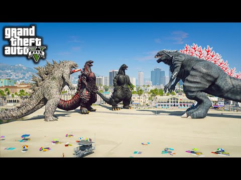Ultima Godzilla Vs Godzilla, Shin Godzilla, Heisei Godzilla Epic Battle ( GTA V Mods )