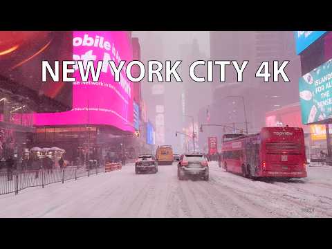New York City 4K - Midtown Blizzard Biggest Snowstorm In Years - USA