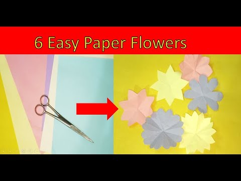 | How To Make 6 Easy Paper Flowers | Flower Making | DIY | Artist Fatima |