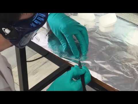 Peeling off the PDMS after curing and setting on a glass slide over a HOTPLATE