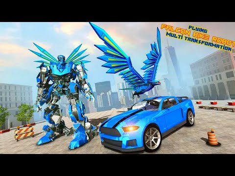 Flying Falcon Robot Car Transformation Games: Futuristic City Robot Wars | Android iOS Gameplay