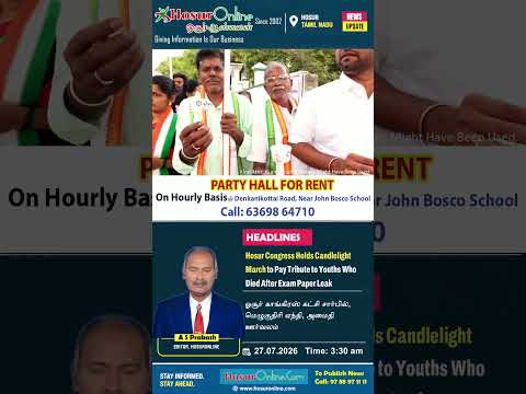 Hosur Congress Holds Candlelight Peace March Honouring Youths Who Died After Exam Paper Leak