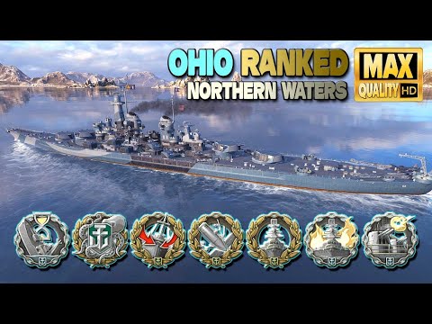 Battleship Ohio: Ranked on map Northern Waters - World of Warships