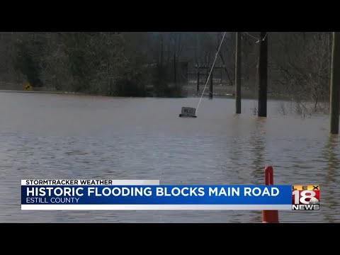 Historic flooding blocks main road in Estill County