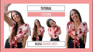 Blusa cruzada con manga farol (Blusa Buenos Aires)