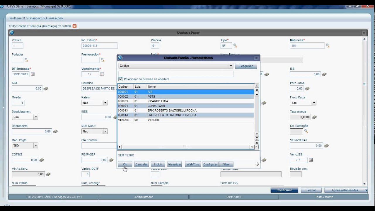 Criação de Pagamento Antecipado no módulo Financeiro do Totvs Microsiga Protheus