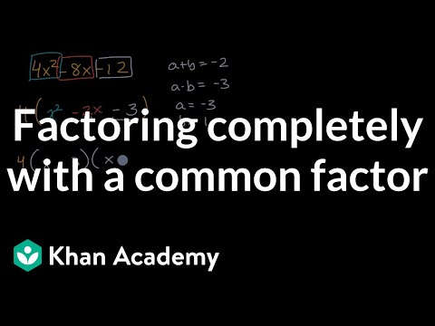 Part of a video titled Factoring completely with a common factor | Algebra 1 | Khan Academy