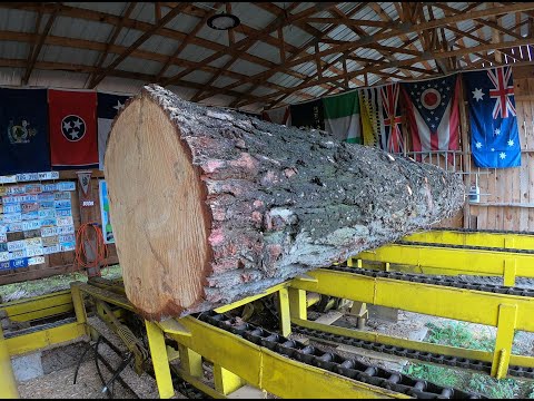 sawing a 32 inch pine log into 2x4's # 467