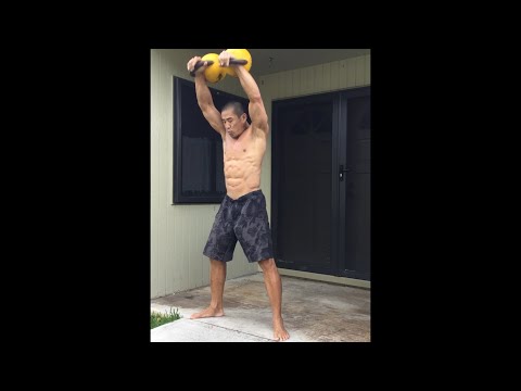 Double 16 kg. Kettlebell Thruster + Snatch x 10 - age 52, December 4, 2020