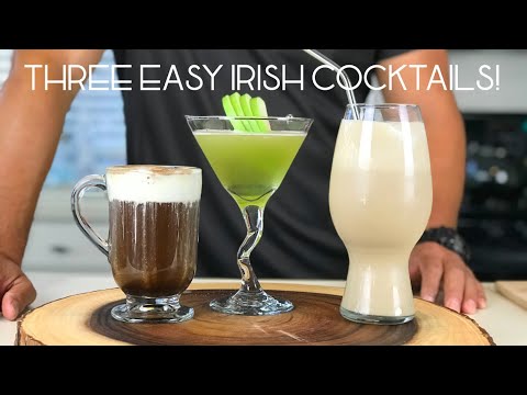 THREE EASY IRISH THEMED COCKTAILS! || Guinness Float, Irish Coffee, Green Dublin