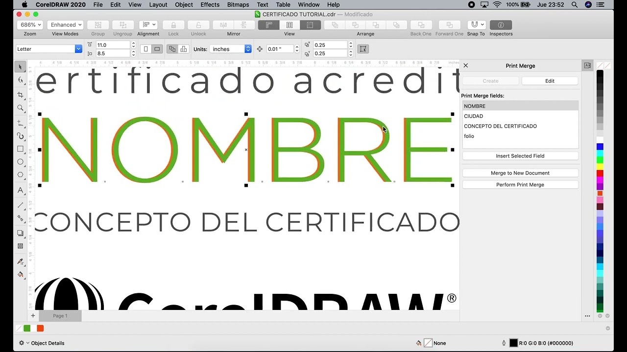 Creating a Certificate with Print Merge in CorelDRAW Mac | Corel