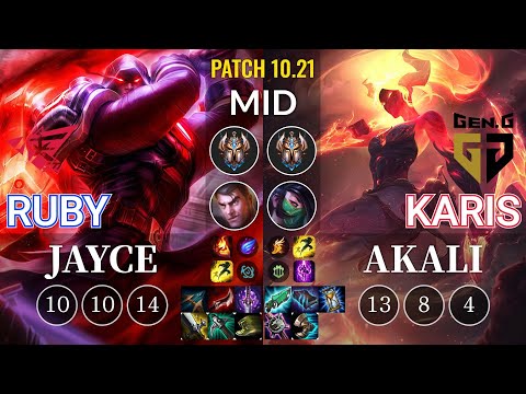 RW Ruby Jayce vs GEN Karis Akali Mid - KR Patch 10.21