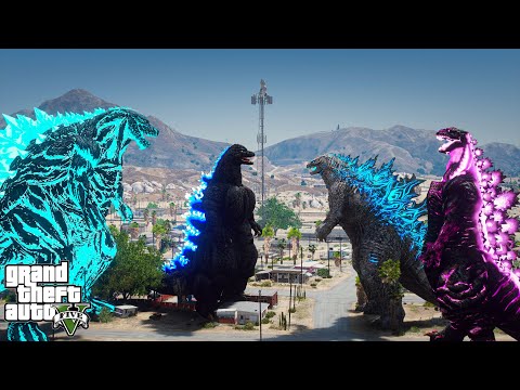 Godzilla Earth, Heisei Godzilla vs Shin Godzilla, Godzilla 2021 - Epic Battle ( GTA V Mods )