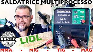Saldatrice multiprocesso Lidl Parkside (PT1) 200A MMA MIG MAG TIG PMSG 200 A1. Elettrodo filo a GAS